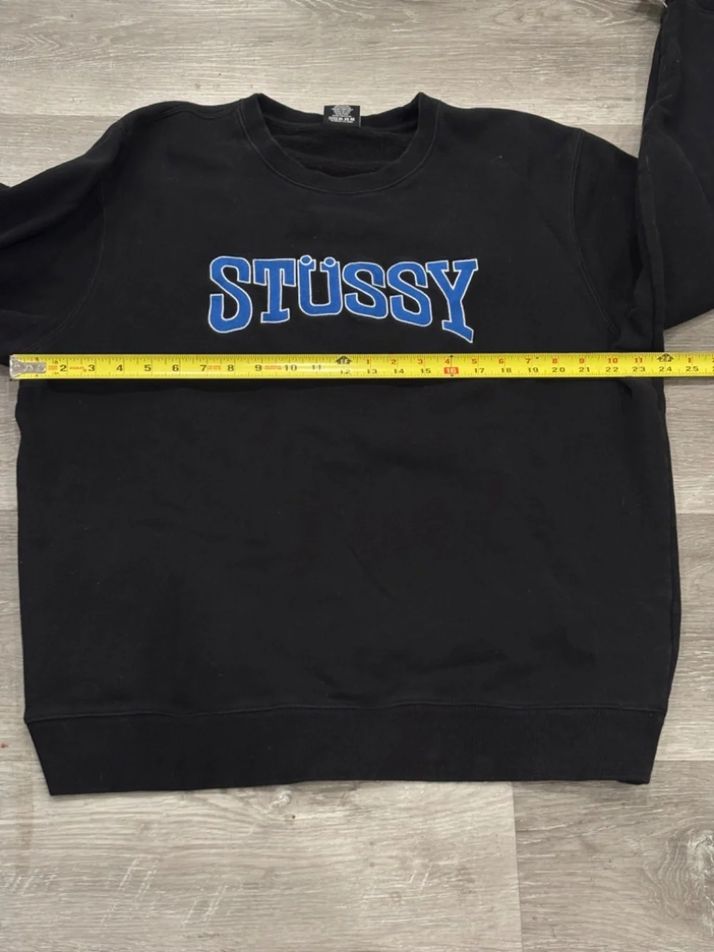 Stussy Big Graphic Logo Sweatshirt Black Boxy Fit Cotton Heavyweight Mens XL